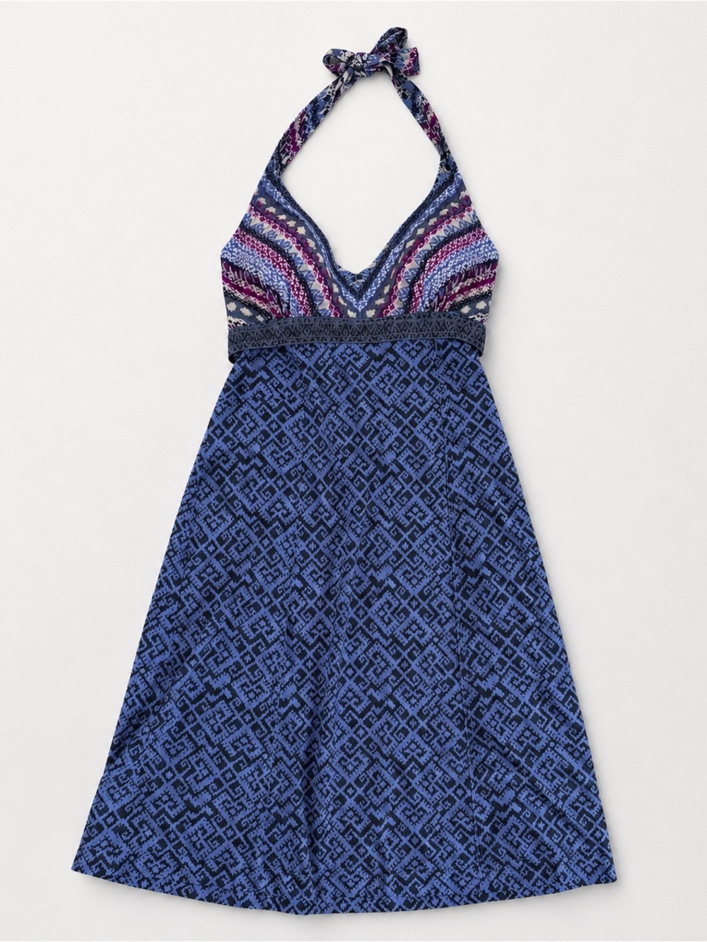 Athleta Packable Halter Dress Geometric Blue Boho Resort Swim Cover Up 6